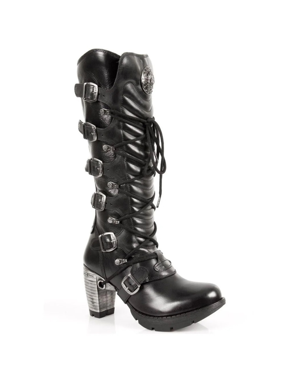 NEW ROCK TR004-S1 knee high leather lace up goth boots ! EU 39/US 8.5